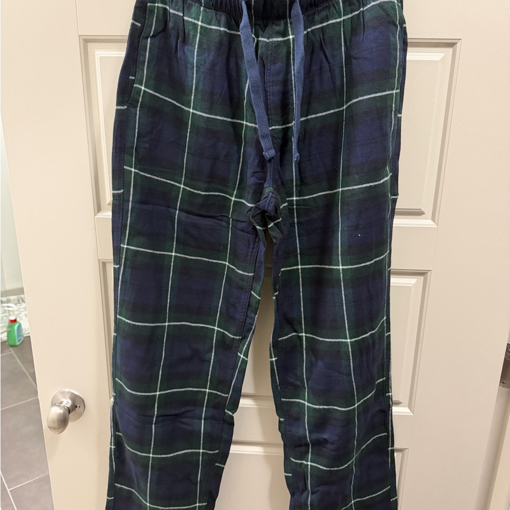 Abercrombie & Fitch Navy and Green Plaid Drawstring Joggers